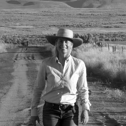 Lisa Wood standing in a landscape in Sun Valley.