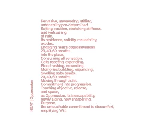 Heat poem text work from Luxuriating in Discomfort.